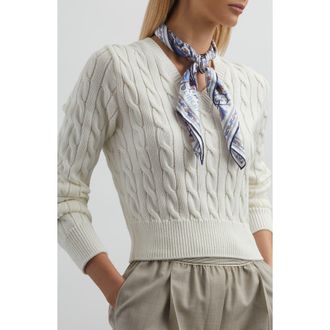 Liberty London Lodden Silk Square Scarf in Cream/blue at Nordstrom