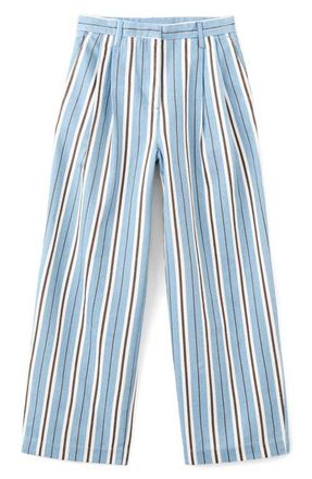 Mango Stripe Wide Leg Pants in Sky Blue at Nordstrom, Size 12
