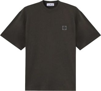 Stone Island Patch Logo T-shirt - Heren - T-shirts - Grijs - M - Katoen - Tops