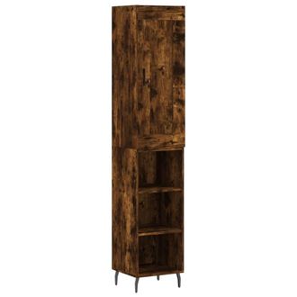 Berkfield Home Highboard Smoked Oak 34.5x34x180 cm Engineered Wood in Brown