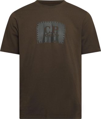 C.P. Company Mens 30/1 Jersey Logo Label T-Shirt in Green Cotton - Size X-Large
