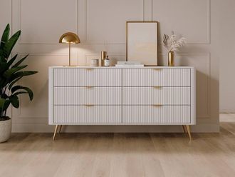 Vente-Unique 6-Drawer Chest Of Drawers - White & Gold - ELONARIA