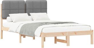 vidaXL Bed Frame with Upholstered Headboard Light Grey 120 x 190 cm vidaXL
