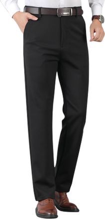 SHEKINI Mens Trousers Formal Dress Pants Business Pants Straight Leg with Pockets(Black,36)
