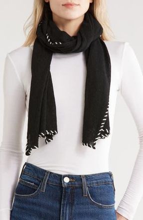 Portolano Whipstitch Trim Scarf in Black at Nordstrom Rack