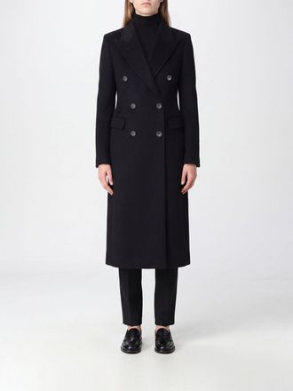 Tagliatore Cappotto lungo doppiopetto in puro cotone nero con rever a lancia