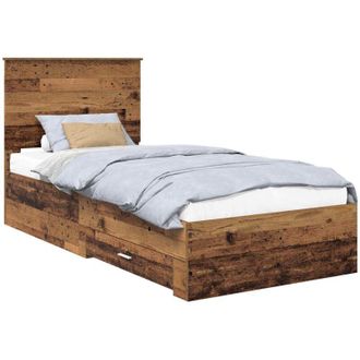 vidaXL Estructura De Cama Con Cabecera Madera Vieja 90 X 200 Cm Vidaxl