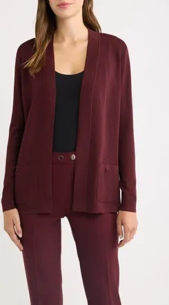 Anne Klein Malibu Open Front Cardigan in Barolo at Nordstrom, Size X-Small