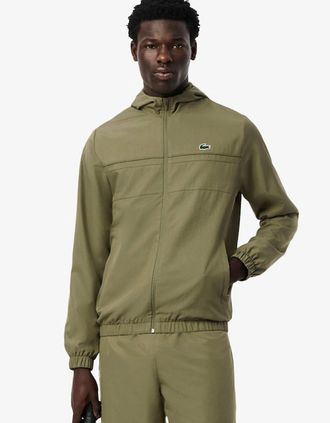 Lacoste Mens Lacoste Mens Water-Repellent Sport Track Jacket - Tan - Size: 4 medium