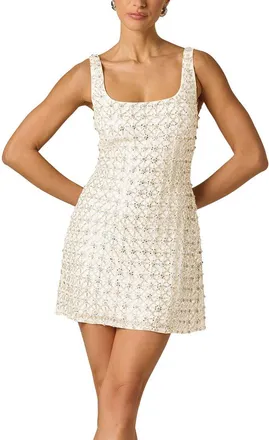 Adrianna Papell Fully Beaded Mini Dress