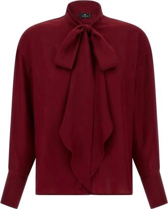Etro Zijden Jacquard Blouse met Sjaal - Dames - Blouses - Rood - L - Overhemden
