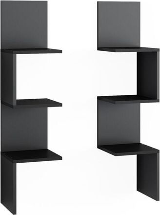 Vicco Estante de esquina Paolo, Negro, 28 x 116.4 cm Lote de 2