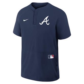 Nike Atlanta Braves Authentic Collection Nike Mens MLB Short-Sleeve Windshirt in Blue | 034D44BAW-R2D