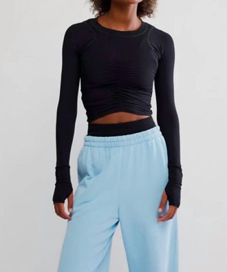 Free People Elsie Ruched Long Sleeve Top In Blue