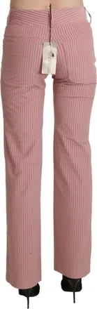 Ermanno Scervino Womens Pink Mid Waist Straight Trouser Cotton Pants Lycra