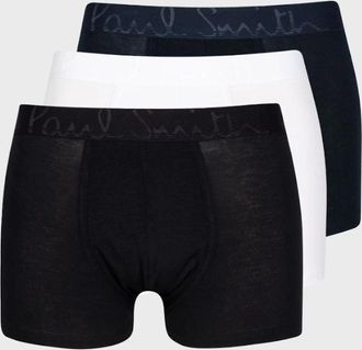 Paul Smith Mens Paul Smith 3-Pack Mens Bold Logo Modal Trunks, Black/Navy/White - Size: 32/34/35