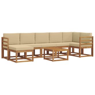 vidaXL Conjunto De Sof&aacute;s De Exterior Con Coj&iacute;n 8 Pcs Natural Y Beige Vidaxl