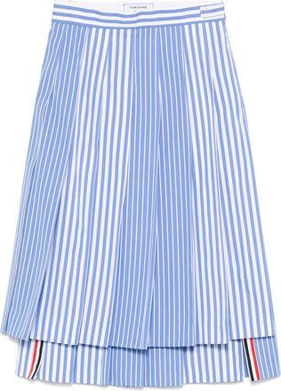 Thom Browne Gonna midi plissettata a righe - Blu
