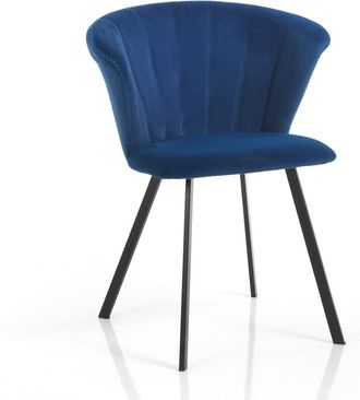 Oresteluchetta Set 2 sillas acolchadas microfibra terciopelo azul 79x62x56 cm