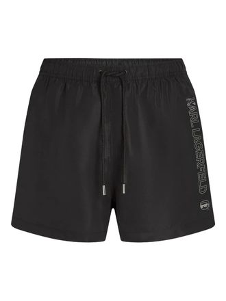 Karl Lagerfeld Ikon logo-print swim shorts - men - Polyester - S - Black