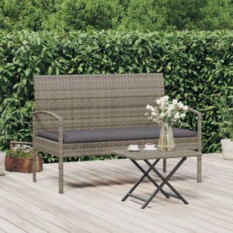 vidaXL Banco De Jard&iacute;n Con Coj&iacute;n Rat&aacute;n Sint&eacute;tico Gris 105 Cm Vidaxl