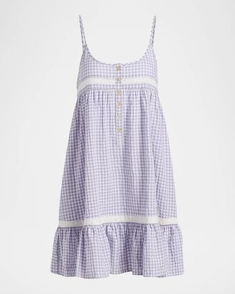 Papinelle Sleepwear Seersucker Gingham Strappy Nightie