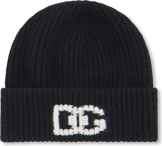 Dolce & Gabbana Gebreide muts met logo - unisex - Hoeden - Zwart - ONE Size - Wol - Accessoires