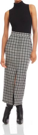 Fifteen Twenty Elyce Front Slit Midi Skirt In Plaid