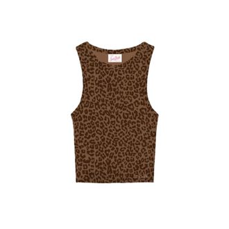MC2 Saint Barth Sleeveless Tops, female, Brown, Size: XS Ada Rib Tank Top With Patch