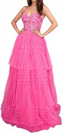 Nina Canacci Formal Prom Ruffle Dress In Fuchsia