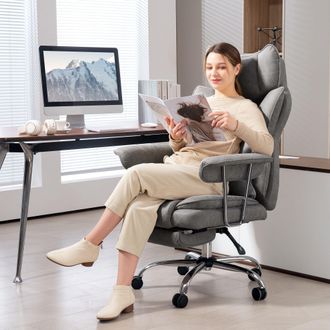 HOMCOM Office Chair, High Back Leathaire Desk Chair for Home in Grey