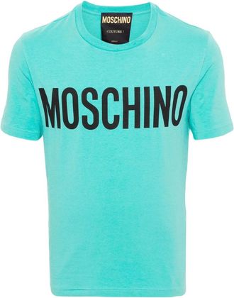 Moschino Mens Bold Logo Branded Green T-shirt Cotton - Size Large