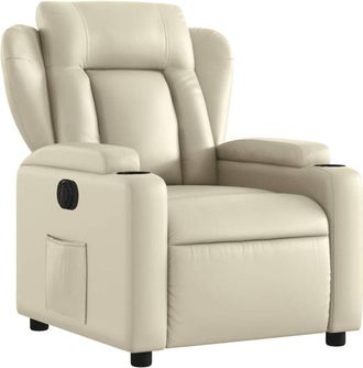 vidaXL Vidaxl - Sill&oacute;n Reclinable El&eacute;ctrico De Cuero Sint&eacute;tico Crema