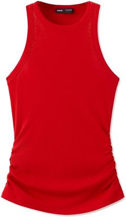 Mango Featuring Hailey Bieber Ruched Cotton Top in Red at Nordstrom, Size X-Small