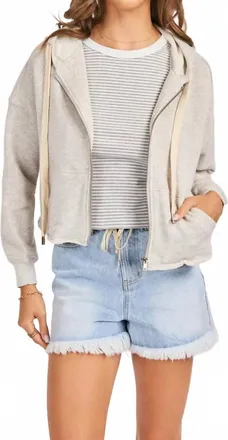 Sadie & Sage Nora Zip Front Hoodie In Heather Grey