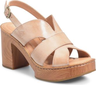 Børn Nassau Slingback Platform Sandal in Natural Leather at Nordstrom, Size 10