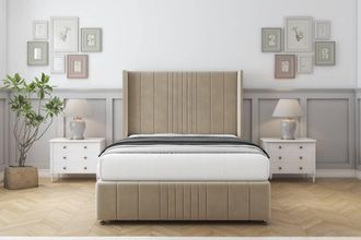 Comfort Beds Grace Coniston Divan Set 2 Drawers-54 Wingback-Footboard in Cream | Size: Small Double
