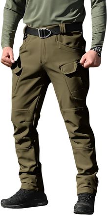 Generic Mens Waterproof Fleece Lined Hiking Trousers - Thermal Insulated Padded Thickened Pants, Winter Outdoor Stretch Cargo Trousers, Weatherproof Adventure
