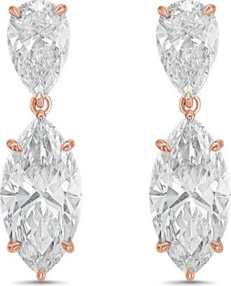 Diana M. Jewels 14KW RG 12.00 Ct TW of Lab grown pear and marquise shape diamond drop earrings