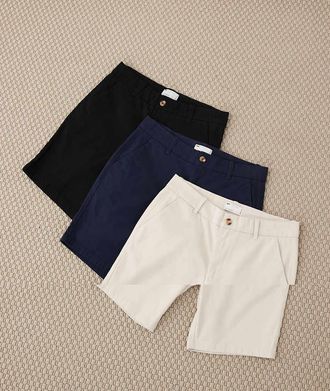 Asos Confezione da 3 pantaloncini chino slim neri, blu navy e color pietra-Multi
