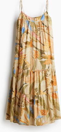 H&M Maxikleid mit Bindeträgern - Beige