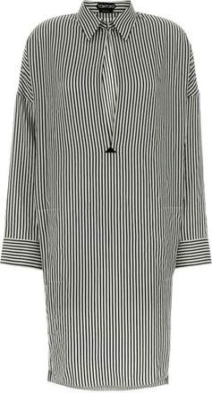 Tom Ford Striped Silk Midi Shirt Dress Clothing