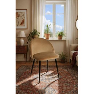 Regalos Miguel Sillas Comedor - Silla Black Vint Terciopelo - Marr&oacute;n Claro