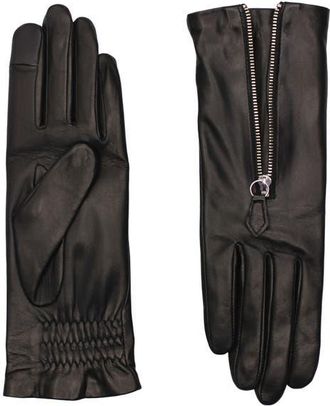 Agnelle Jane Lambskin Glove Lined in Cashmere with a Zipper in Black Tactile at Nordstrom, Size 7