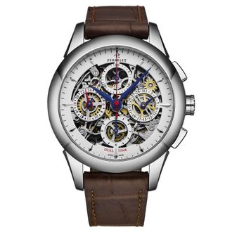 Perrelet Skeleton Chrono Silver-tone Dial Mens Watch A1010/7