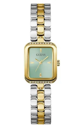 Guess Isla Tank Two-Tone Bracelet Watch, 22mm in Gold at Nordstrom