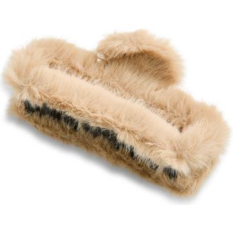 Tasha Faux Fur Jaw Clip in Tan at Nordstrom