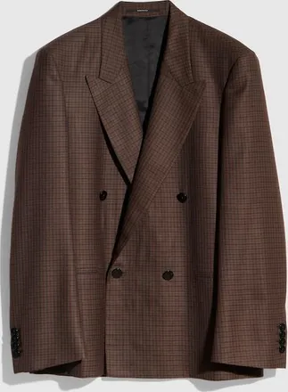 Gucci Gingham Wool Jacket, Brown