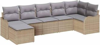 vidaXL Garden Sofa Set 7 pcs Beige and light grey Poly rattan vidaXL