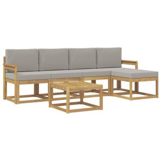 vidaXL Conjunto De Sof&aacute;s De Exterior 6 Pcs Blanco Y Gris Claro Vidaxl